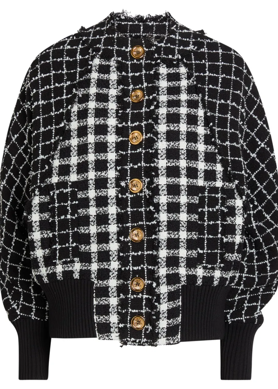 Checked tweed bomber jacket