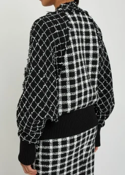 Checked tweed bomber jacket