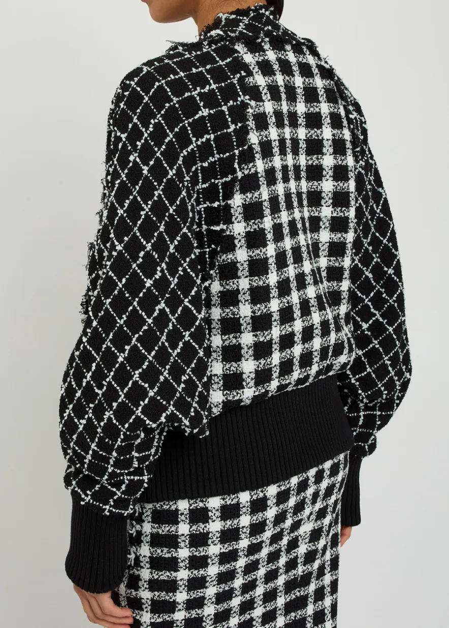 Checked tweed bomber jacket