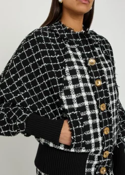 Checked tweed bomber jacket