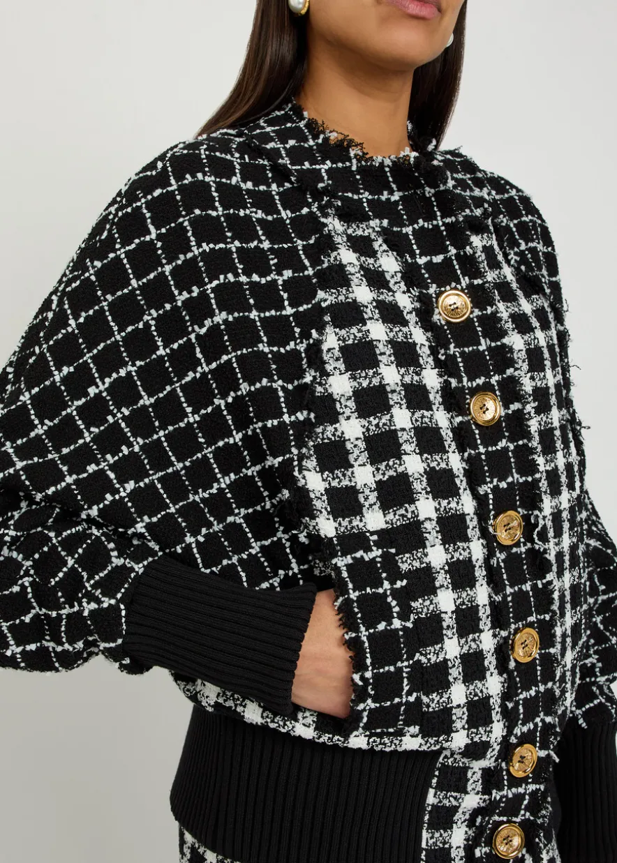Checked tweed bomber jacket