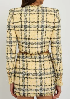 Checked tweed cropped jacket