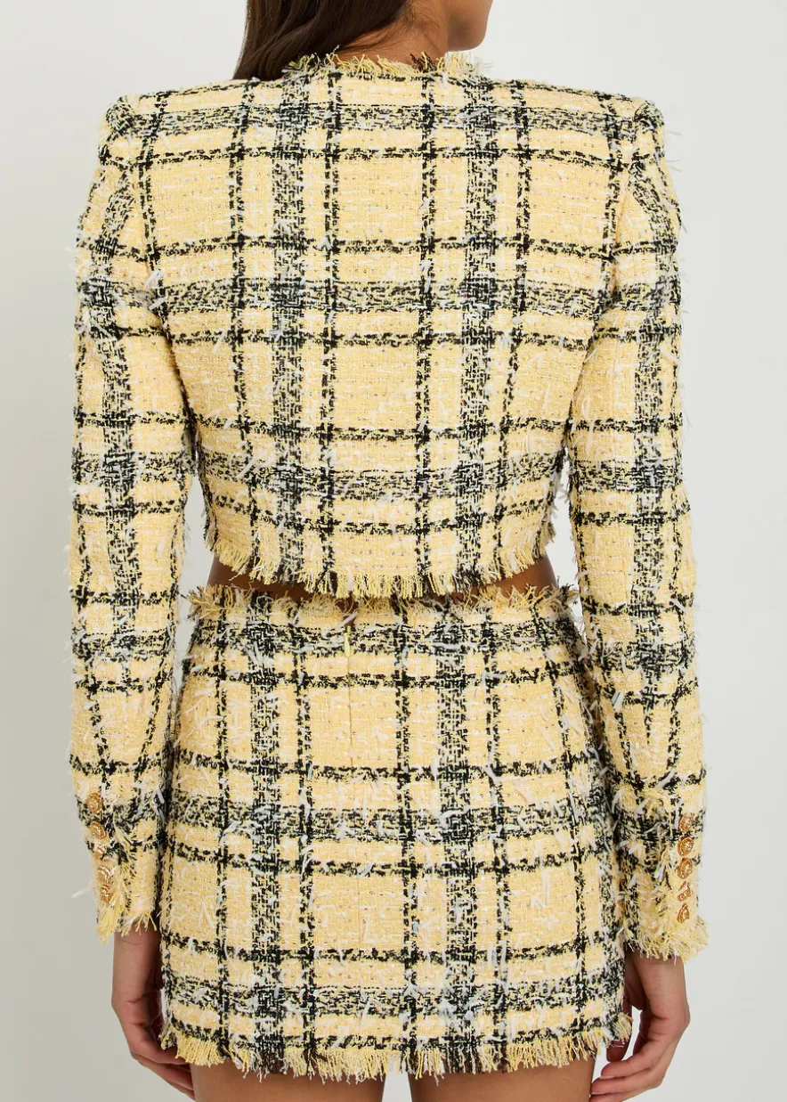 Checked tweed cropped jacket