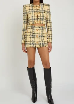 Checked tweed cropped jacket