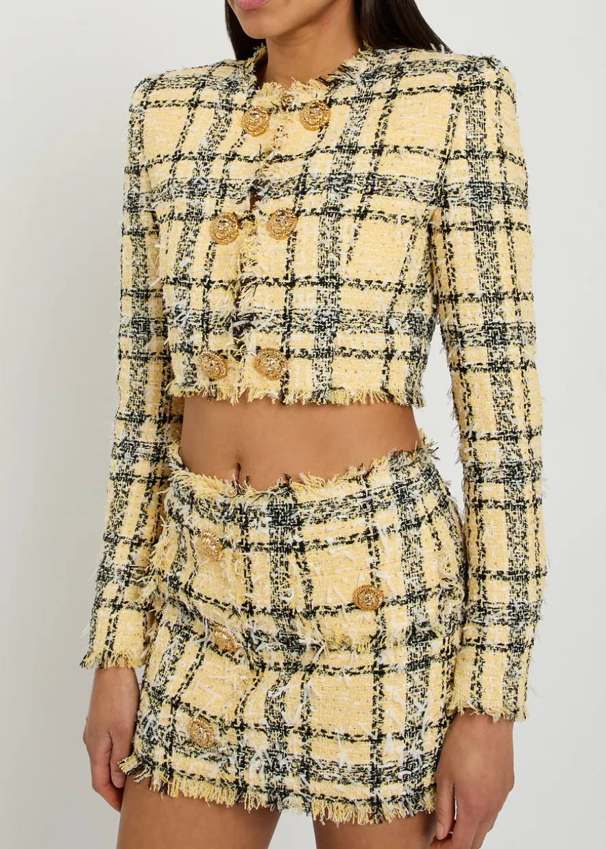 Checked tweed cropped jacket