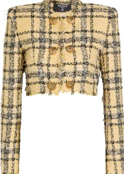 Checked tweed cropped jacket