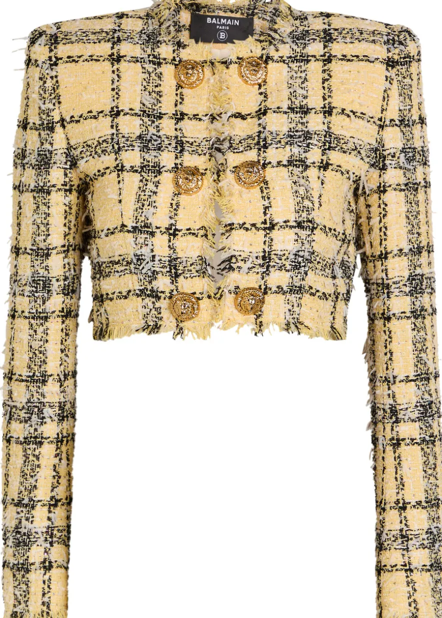 Checked tweed cropped jacket