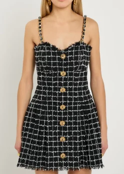 Checked tweed mini dress