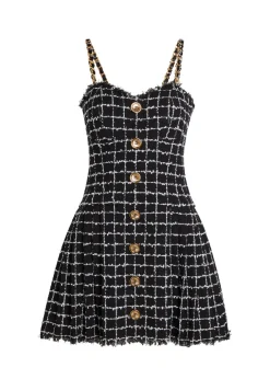 Checked tweed mini dress