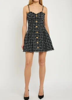 Checked tweed mini dress