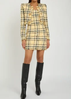 Checked tweed mini dress