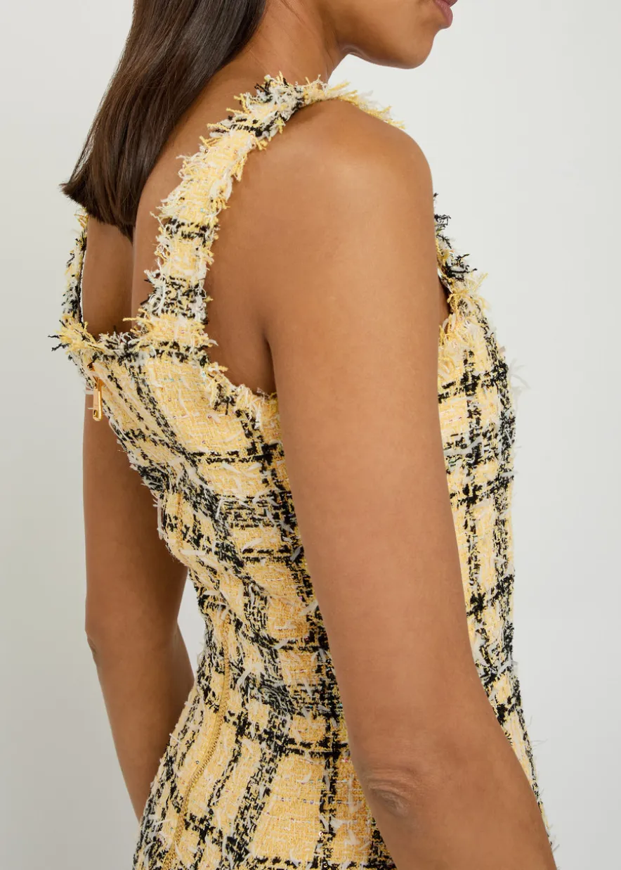 Checked tweed mini dress