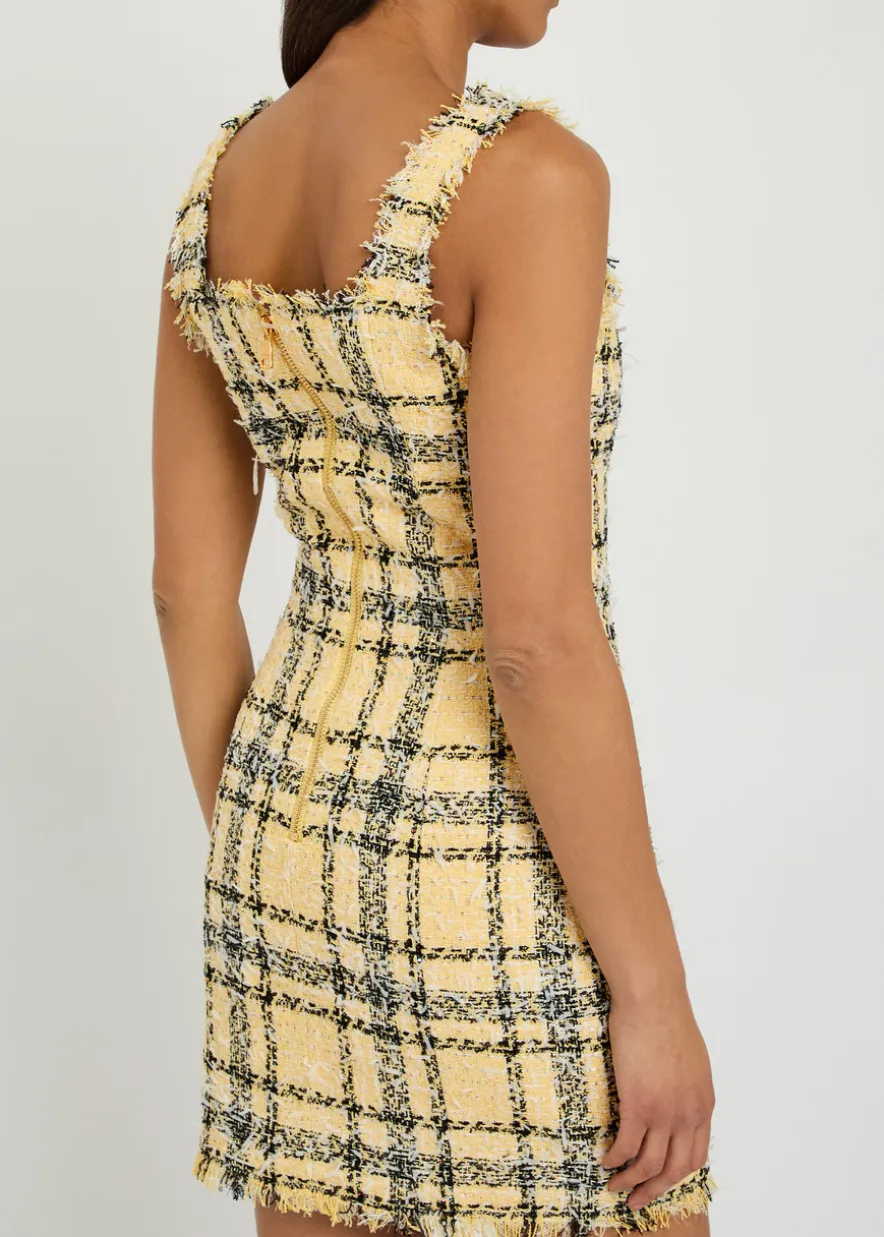 Checked tweed mini dress