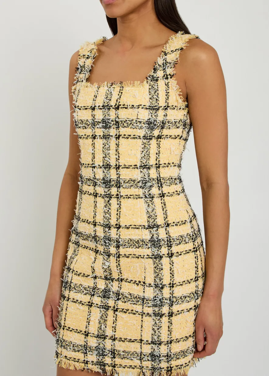Checked tweed mini dress
