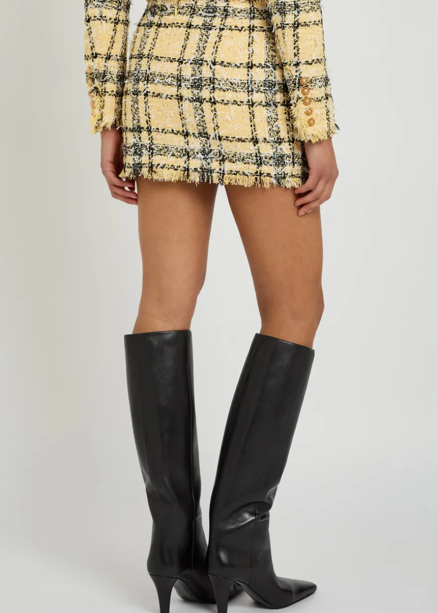 Checked tweed mini skirt