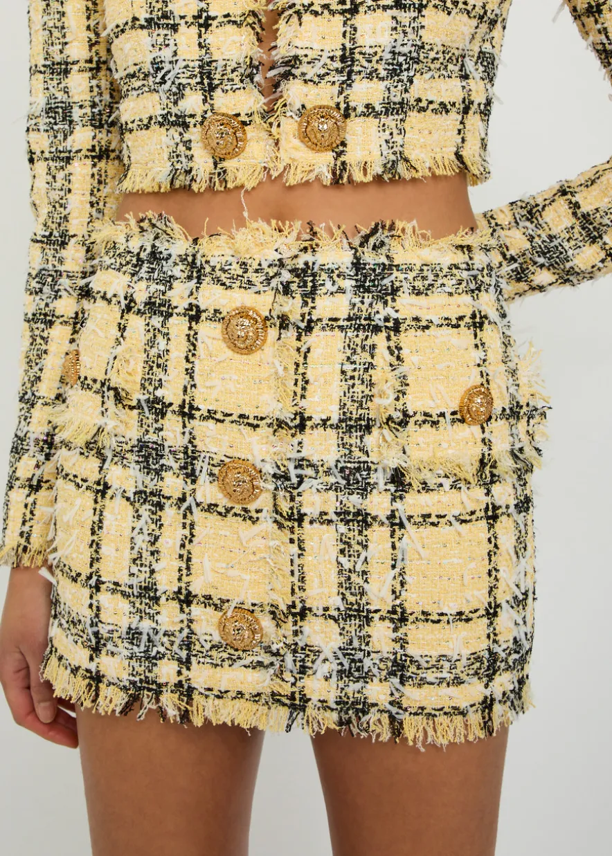 Checked tweed mini skirt