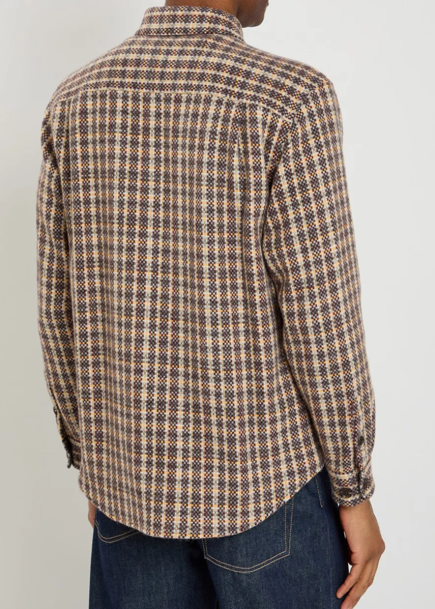 Checked wool and mohair-blend overshirt
