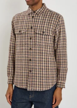Checked wool and mohair-blend overshirt