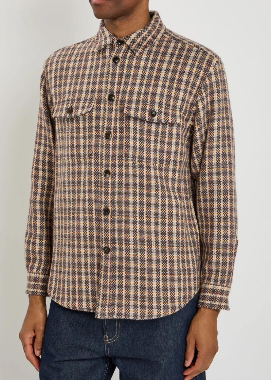 Checked wool and mohair-blend overshirt