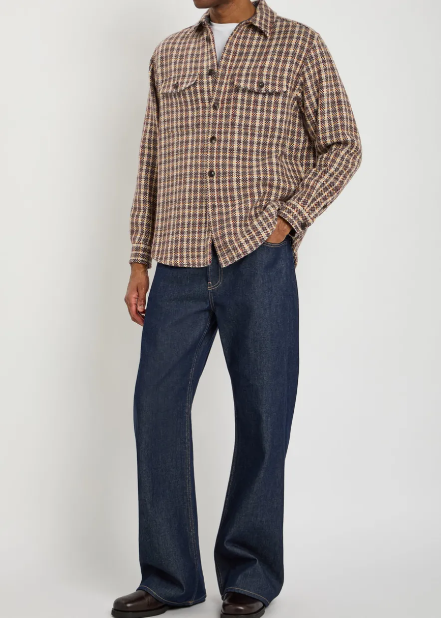 Checked wool and mohair-blend overshirt
