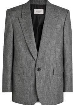 Checked wool blazer