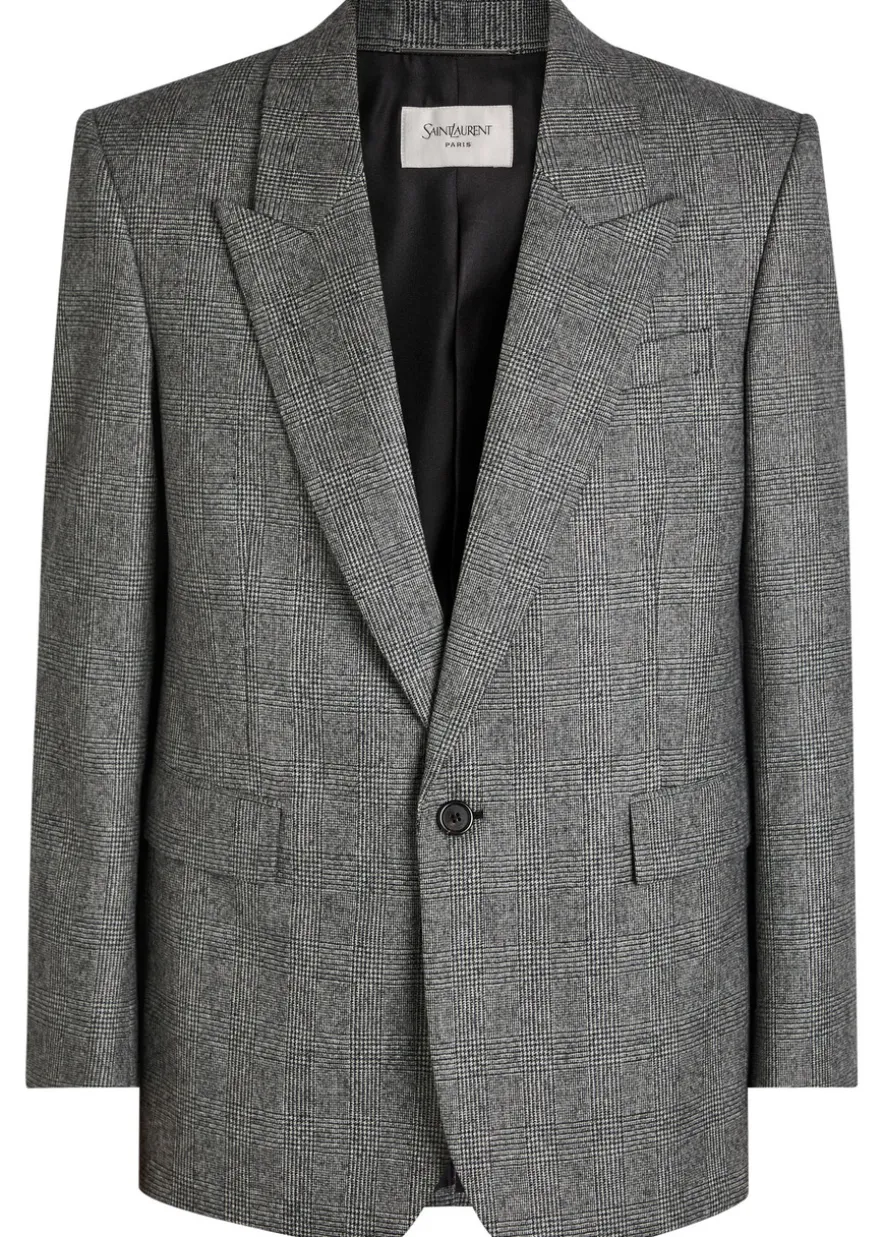 Checked wool blazer