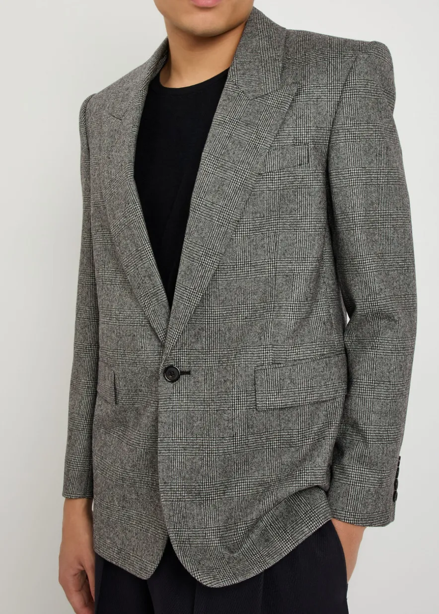 Checked wool blazer