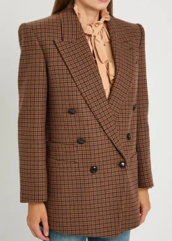 Checked wool-blend blazer
