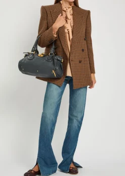 Checked wool-blend blazer