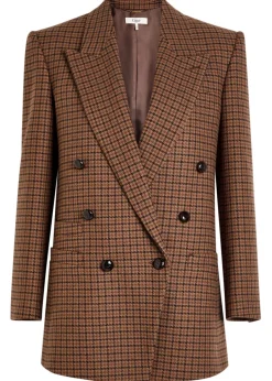 Checked wool-blend blazer