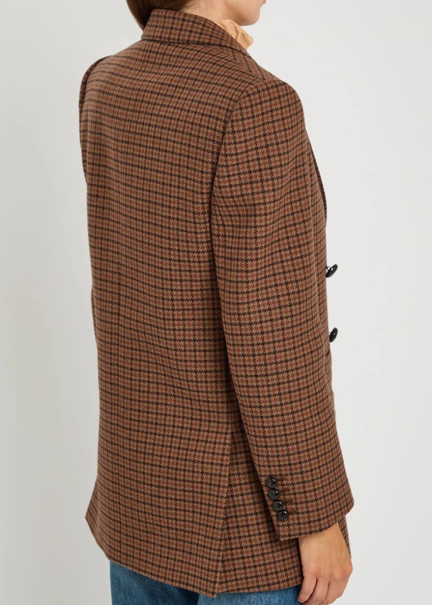 Checked wool-blend blazer