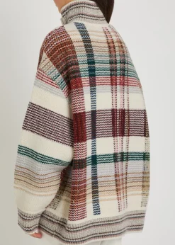 Checked wool-blend cardigan