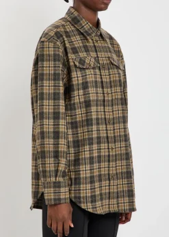 Checked wool-blend overshirt
