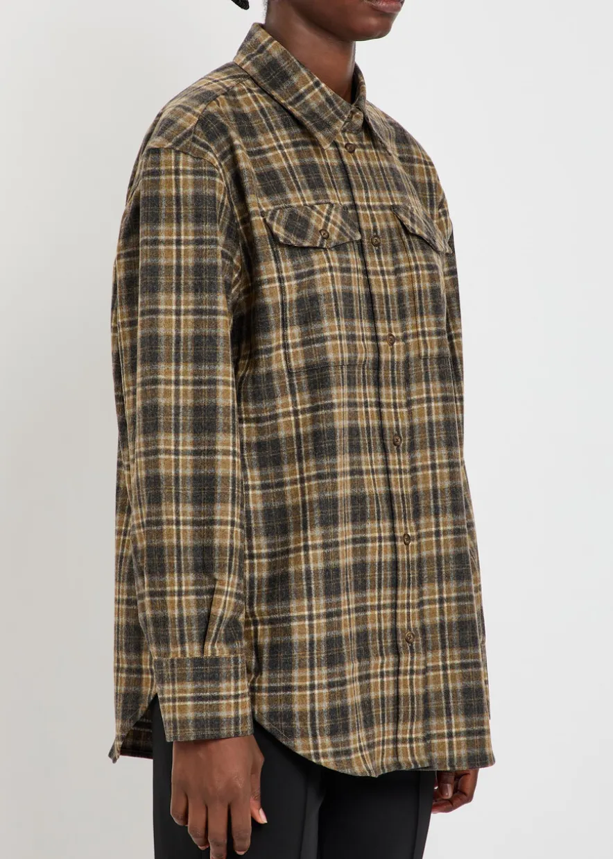 Checked wool-blend overshirt
