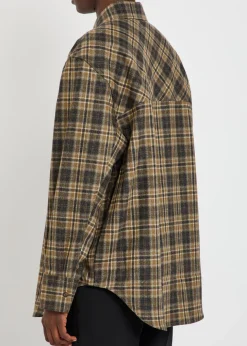 Checked wool-blend overshirt