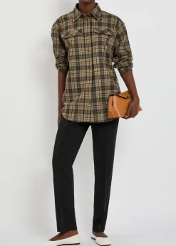 Checked wool-blend overshirt