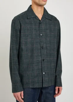 Checked wool-blend shirt