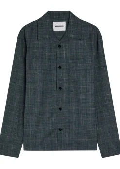 Checked wool-blend shirt