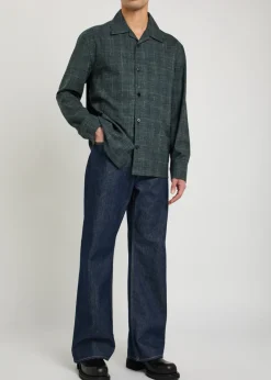 Checked wool-blend shirt