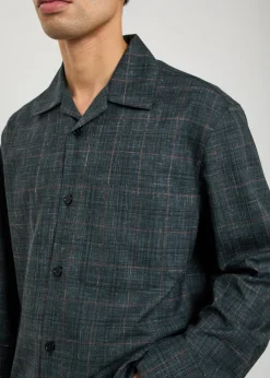 Checked wool-blend shirt