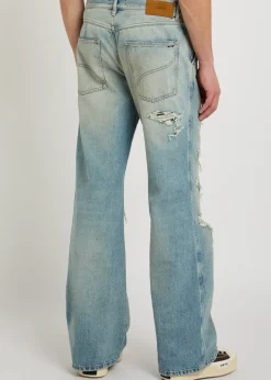 Checkered Repair distressed bootcut jeans