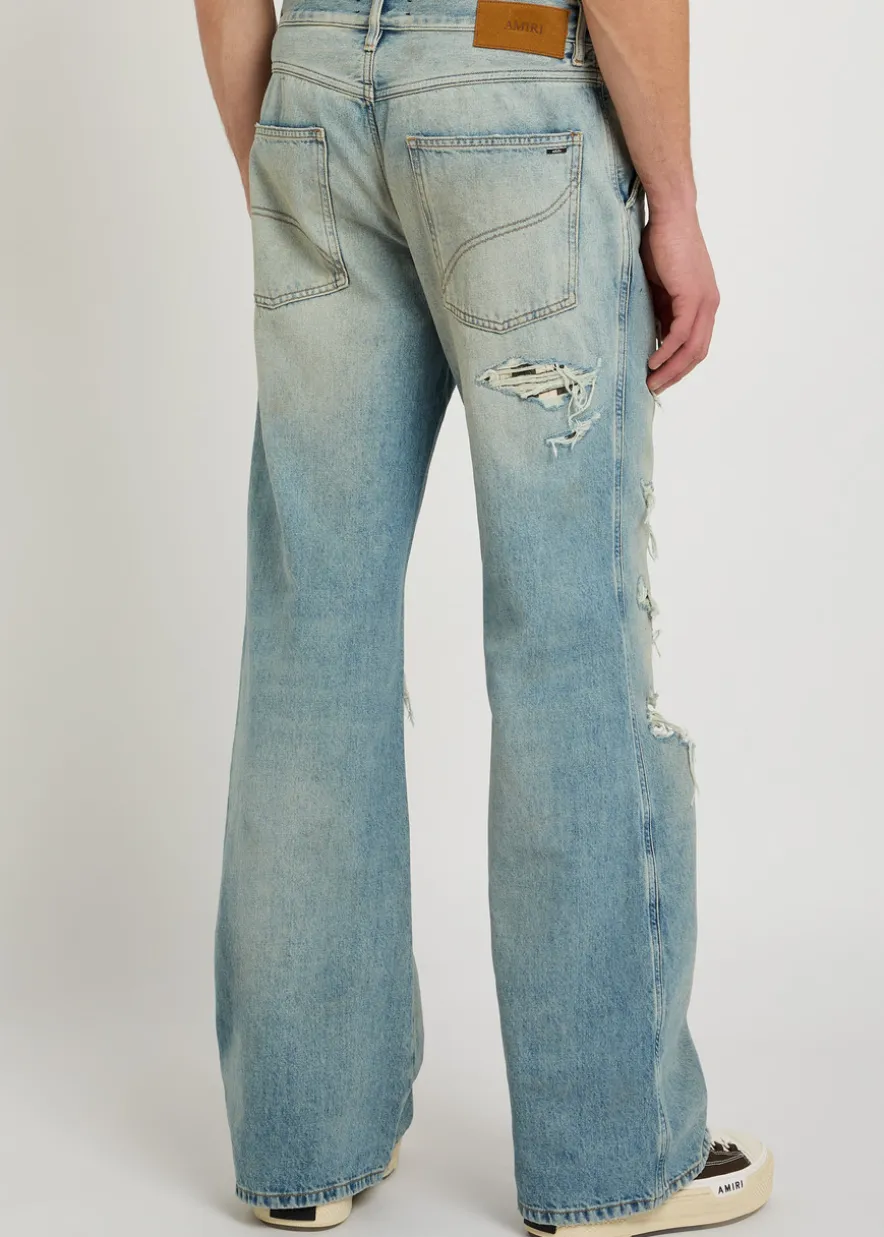 Checkered Repair distressed bootcut jeans