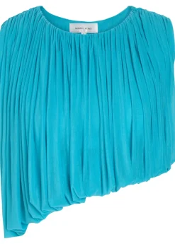 Chelly gathered asymmetric tissue jersey cropped top