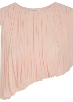 Chelly gathered asymmetric tissue jersey cropped top