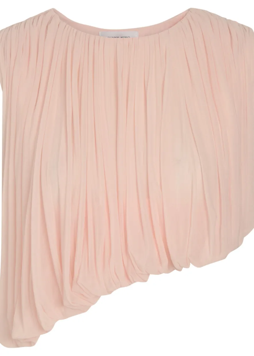 Chelly gathered asymmetric tissue jersey cropped top