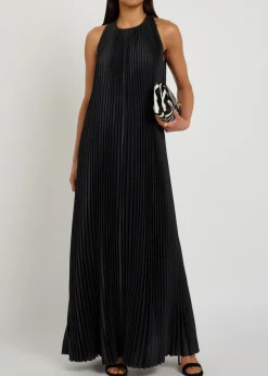 Chenes pleated satin maxi dress