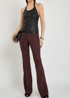 Cherry halterneck stretch-leather top