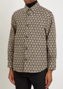 Chevron cotton and silk-blend overshirt