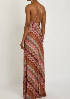 Chevron fine-knit maxi dress