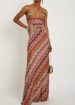 Chevron fine-knit maxi dress